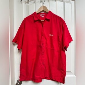 Vintage Esprit 100% Cotton Red Short Sleeve Shirt. Size L